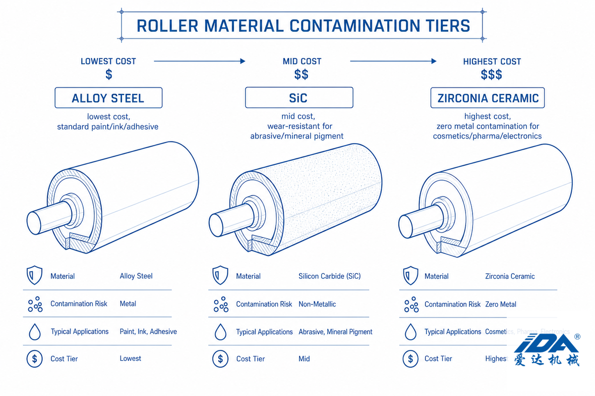 Alloy-SiC-Zirconia Contamination Tiers: Choosing Roller Material for Pigment — IDA