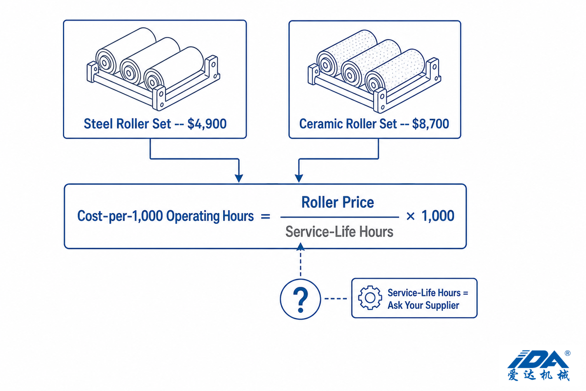 The Real Cost of Ceramic vs Steel Rollers (Cost-Per-Hour Model) — IDA