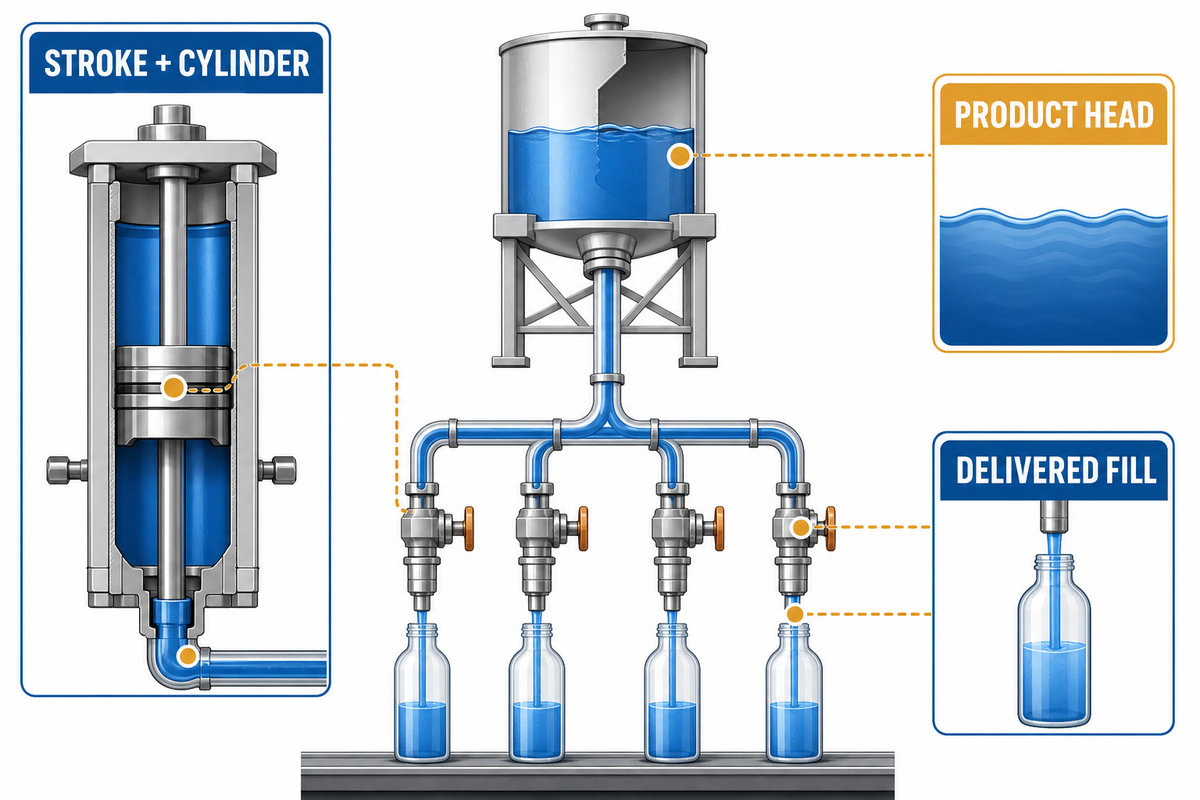 How piston and gravity fillers form and deliver a dose.