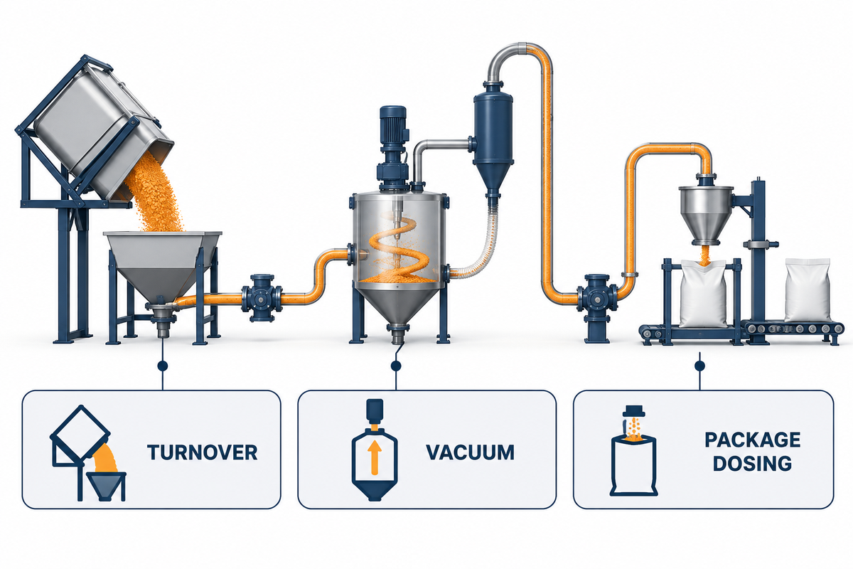 Silicone sealant process duties mapped from turnover and vacuum to package dosing.