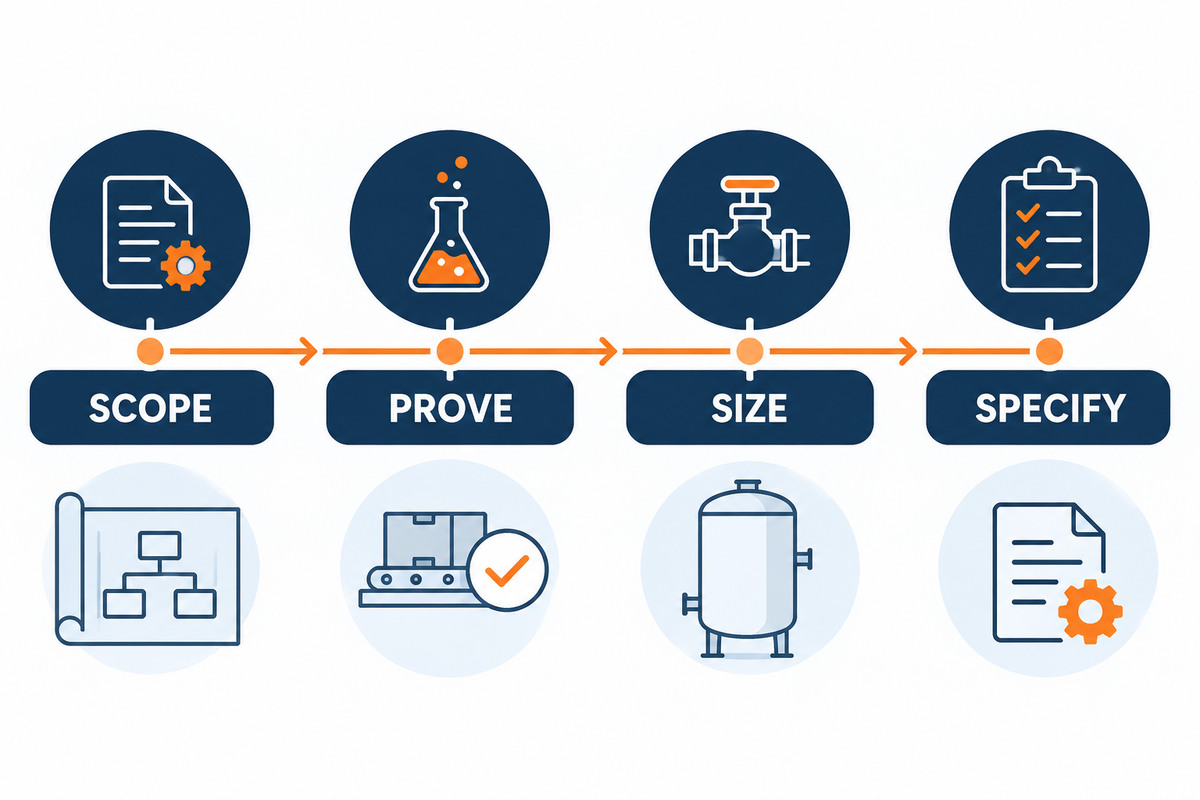 Silicone sealant production line decision path from scope and proof to sizing and specification.